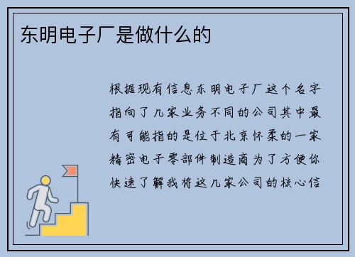 东明电子厂是做什么的